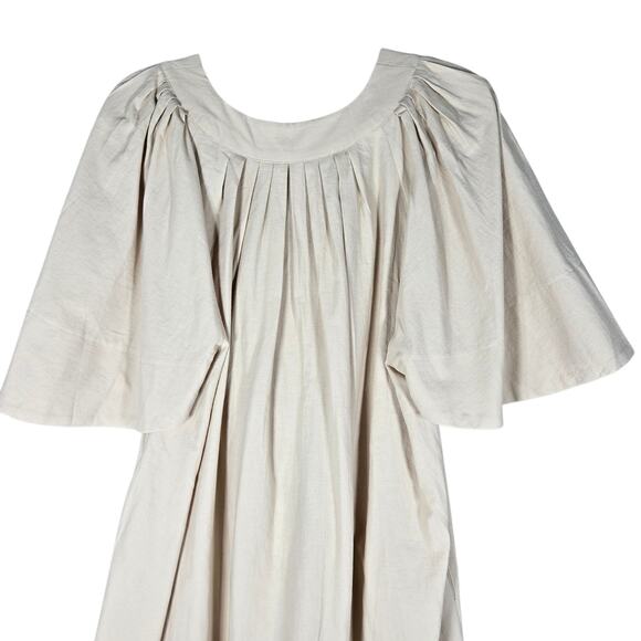 Tuckernuck Pomander Place Finley Dress XL NEW Khaki Flutter Sleeve Minimal Prep - Picture 7 of 11
